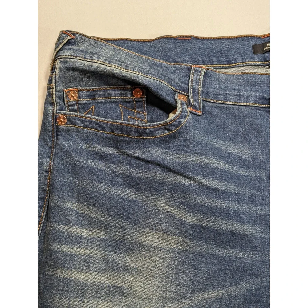 True Religion Jeans Mens 44x30 Blue Denim Rocco Relaxed‎ Skinny Flex Comfort